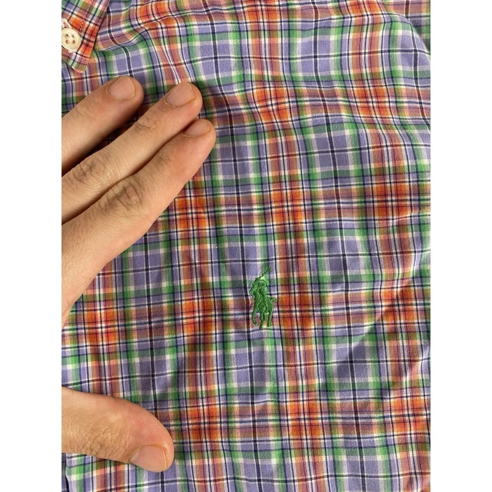Polo Ralph Lauren Blue/Red/Green Plaid Short Sleeve Shirt Men XL Green Pony Prep